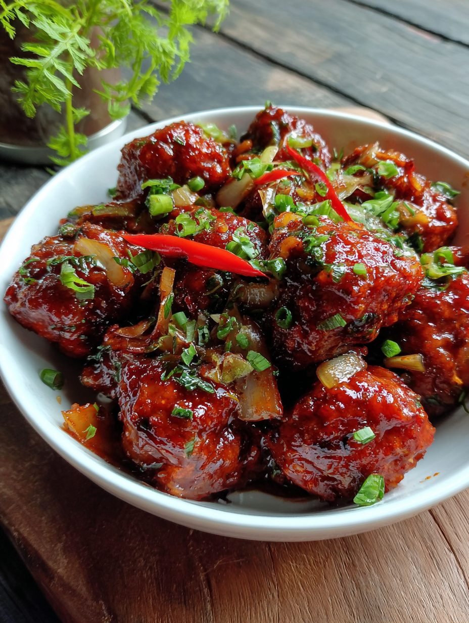 Red Spicy Veg Manchurian (Street-Style Indo-Chinese)