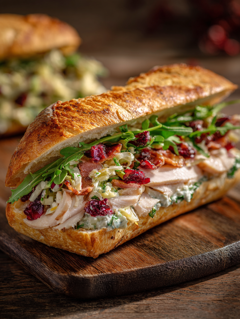 Cranberry Turkey Baguette with Dill Mayo (Easy Gourmet Sandwich)