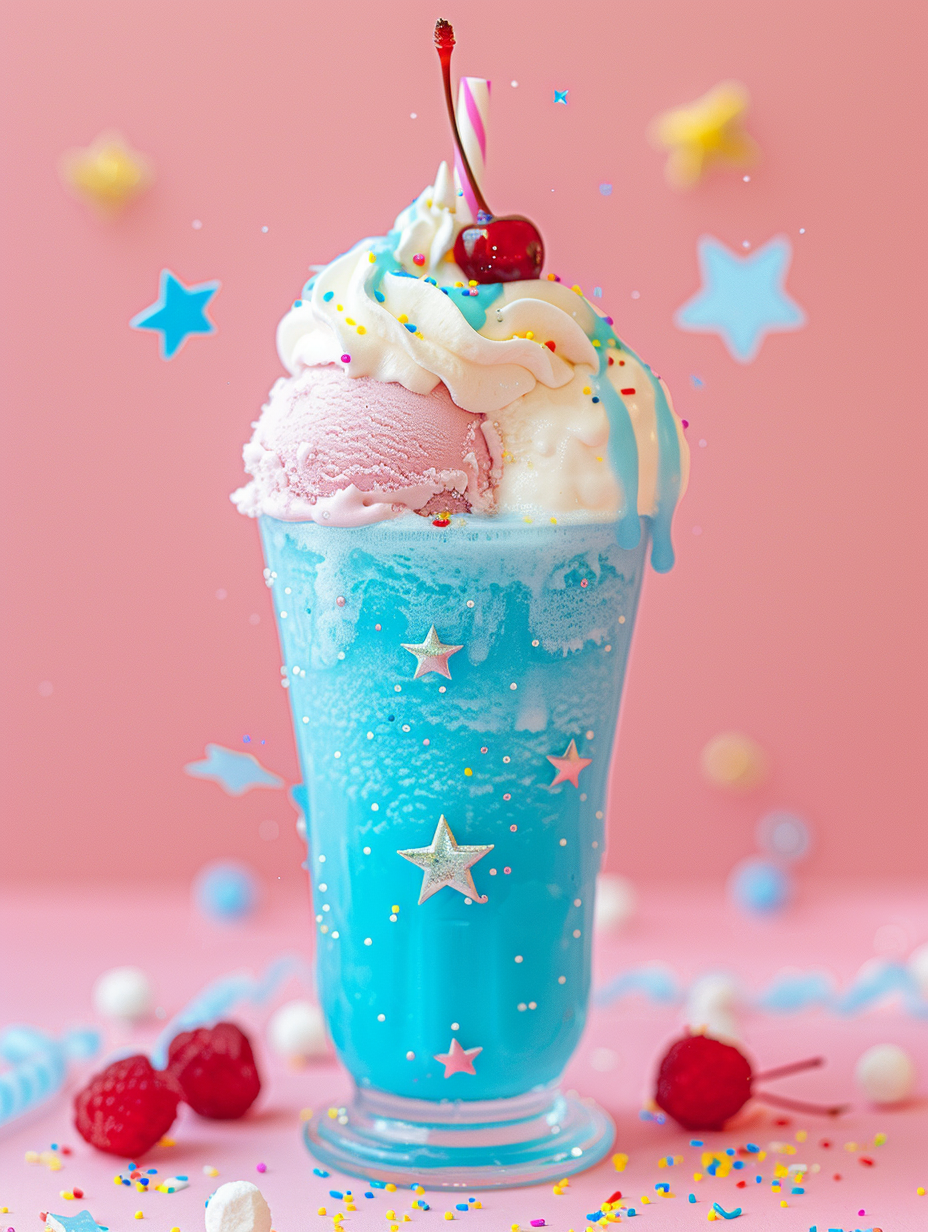 Electric Blue Raspberry Slushy Ice Cream Floats