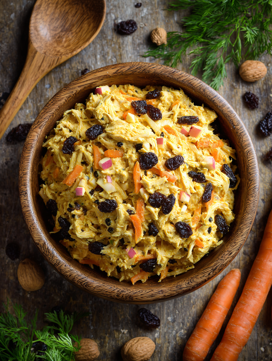 Creamy Curried Chicken Salad with Raisins & Carrots