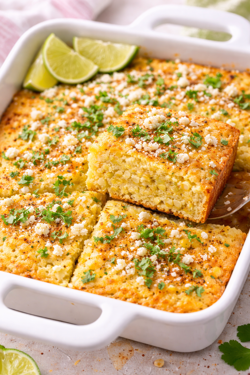 Elote Street Cornbread with Chili, Lime & Cotija