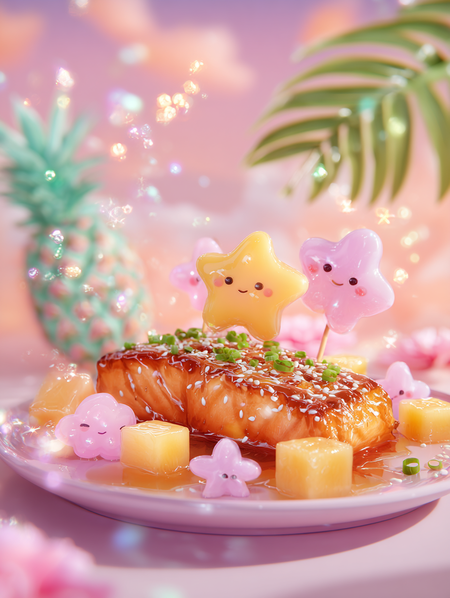 🌴 Papaya-Kissed Teriyaki Salmon with Island Glaze