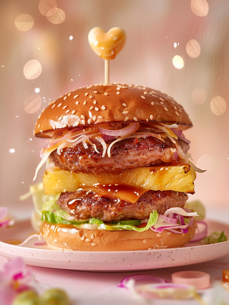 Sweet & Savory Teriyaki Pineapple Burger with a Japanese Twist