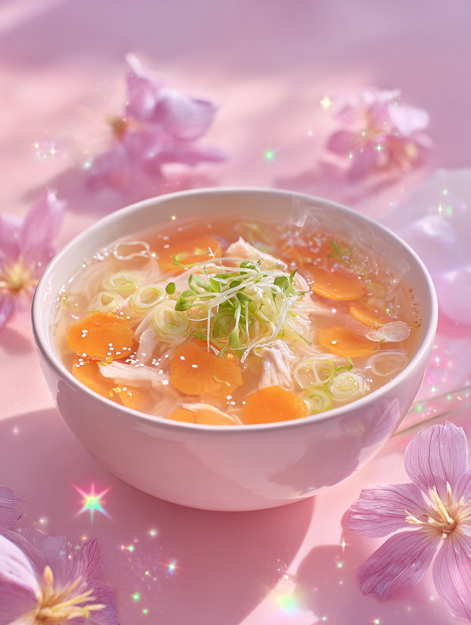Golden Lily Flower Chicken Soup with Crisp Mung Bean Sprouts