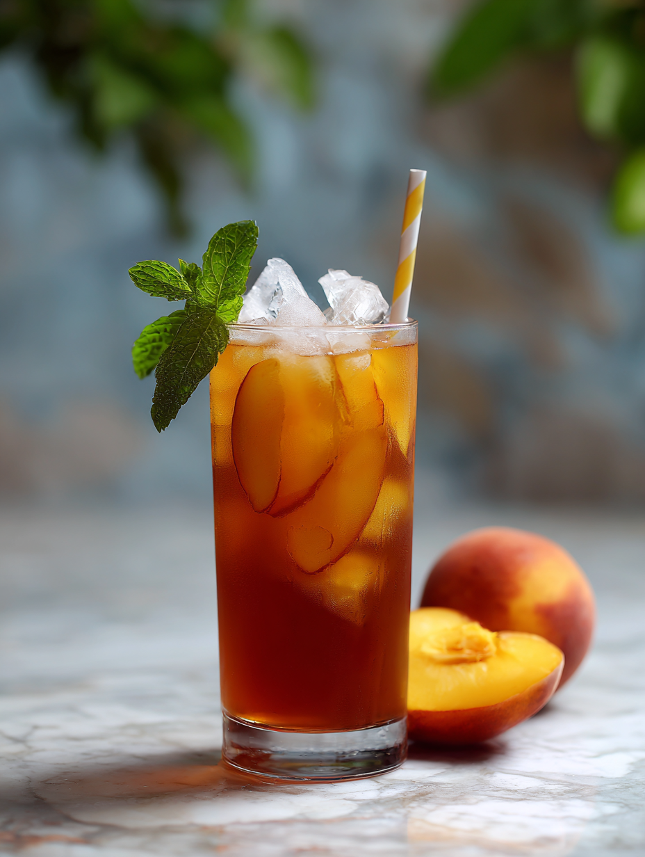 Sparkling Spiced Peach Iced Tea (Cinnamon & Star Anise)