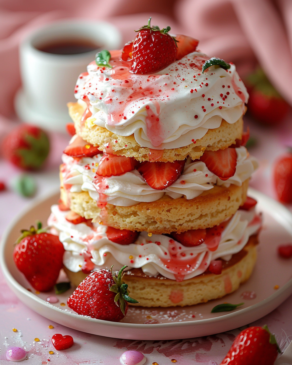 Strawberry Basil Shortcake with Vanilla Bean Clouds