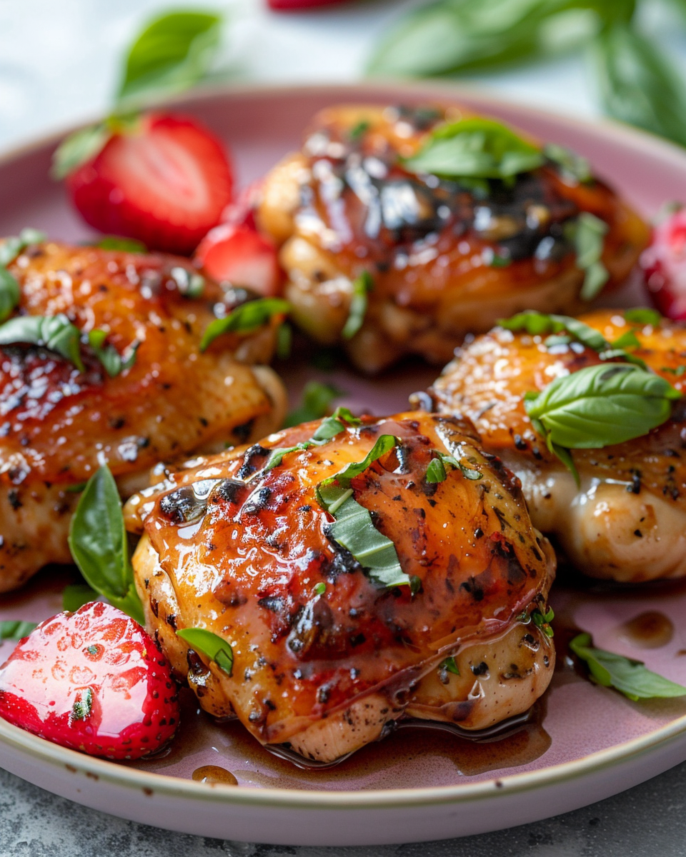 🍓 Strawberry Balsamic Glazed Chicken Thighs