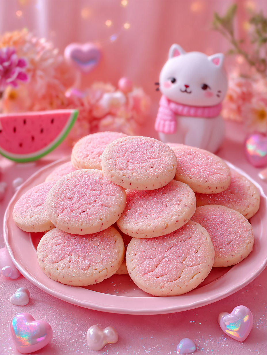 Pastel Watermelon Vanilla Bean Sugar Cookies