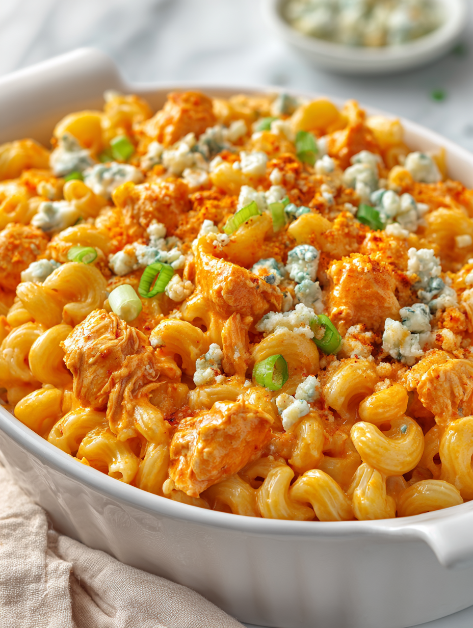 Creamy Buffalo Chicken Mac and Cheese with Bold Blue Cheese