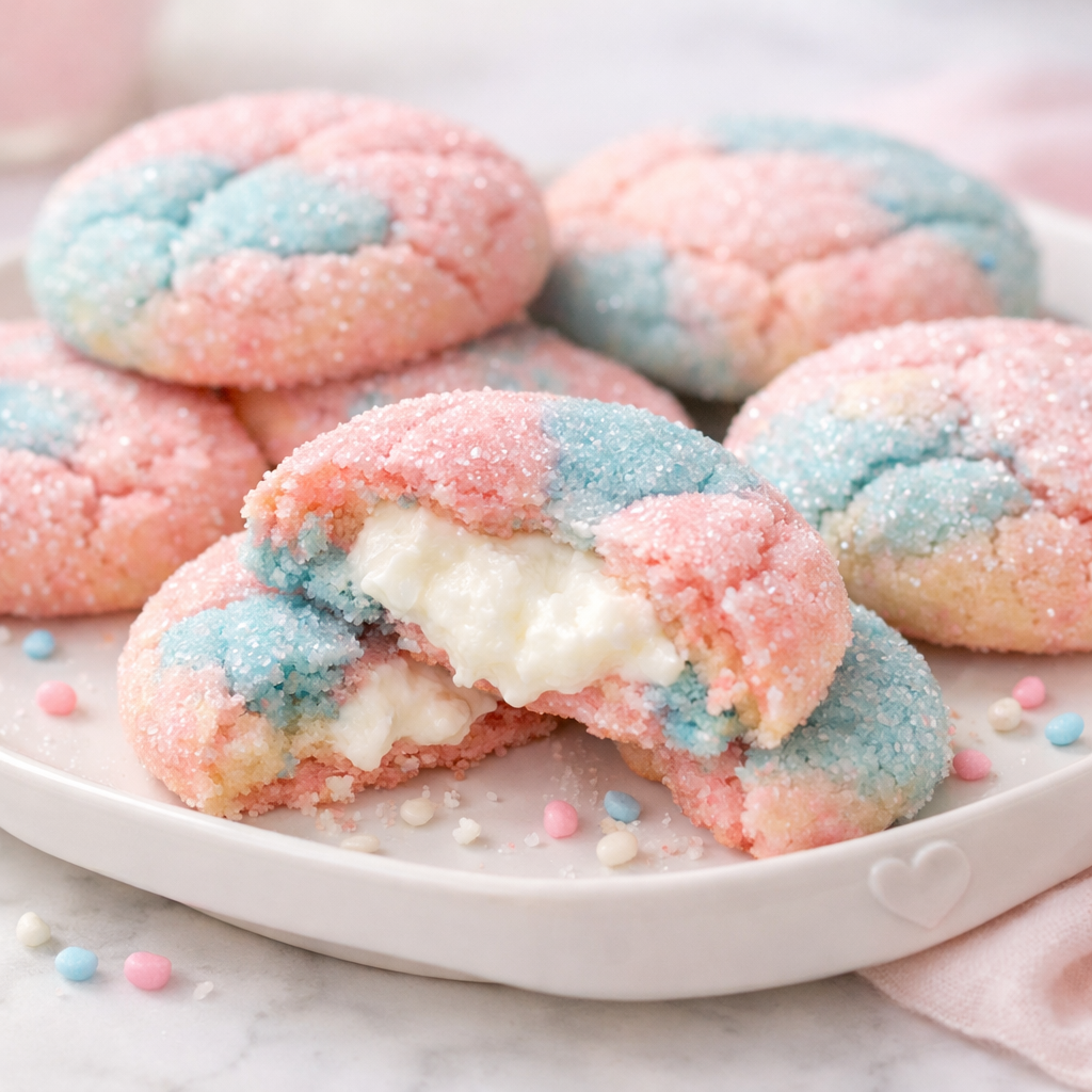 🍬☁️ Marshmallow Cloud Cotton Candy Cheesecake Cookies