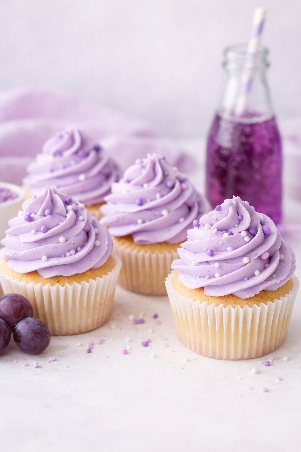 Grape Soda Cupcakes with Whipped Grape Frosting
