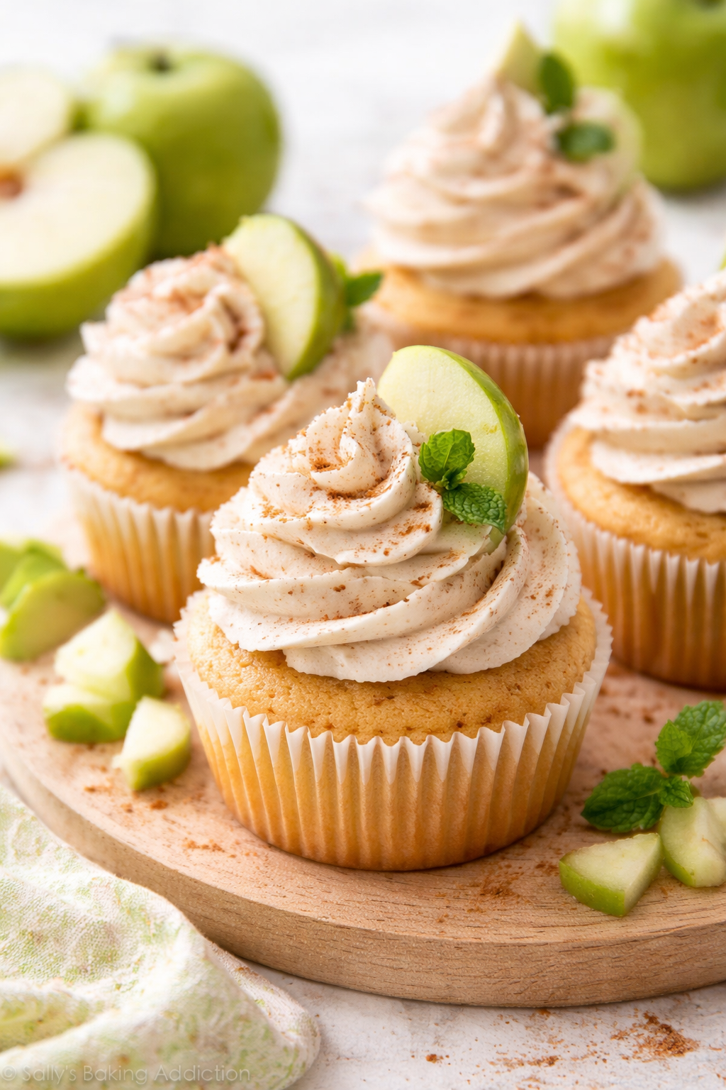 🍏 Green Apple Vanilla Bean Cupcakes with Apple Butter Frosting