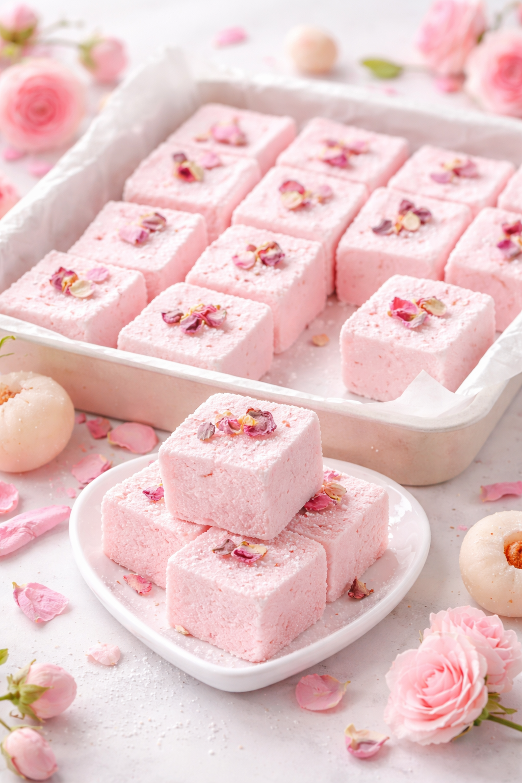 Fluffy Lychee Rose Marshmallows with a Soft Floral Finish