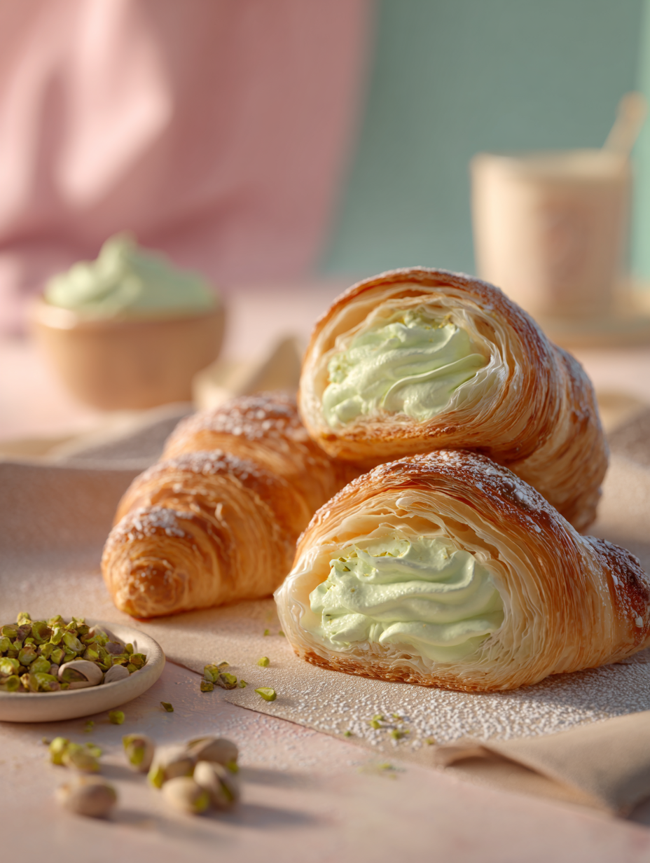 Bakery-Style Pistachio Cream Croissants (Easy & Elegant)