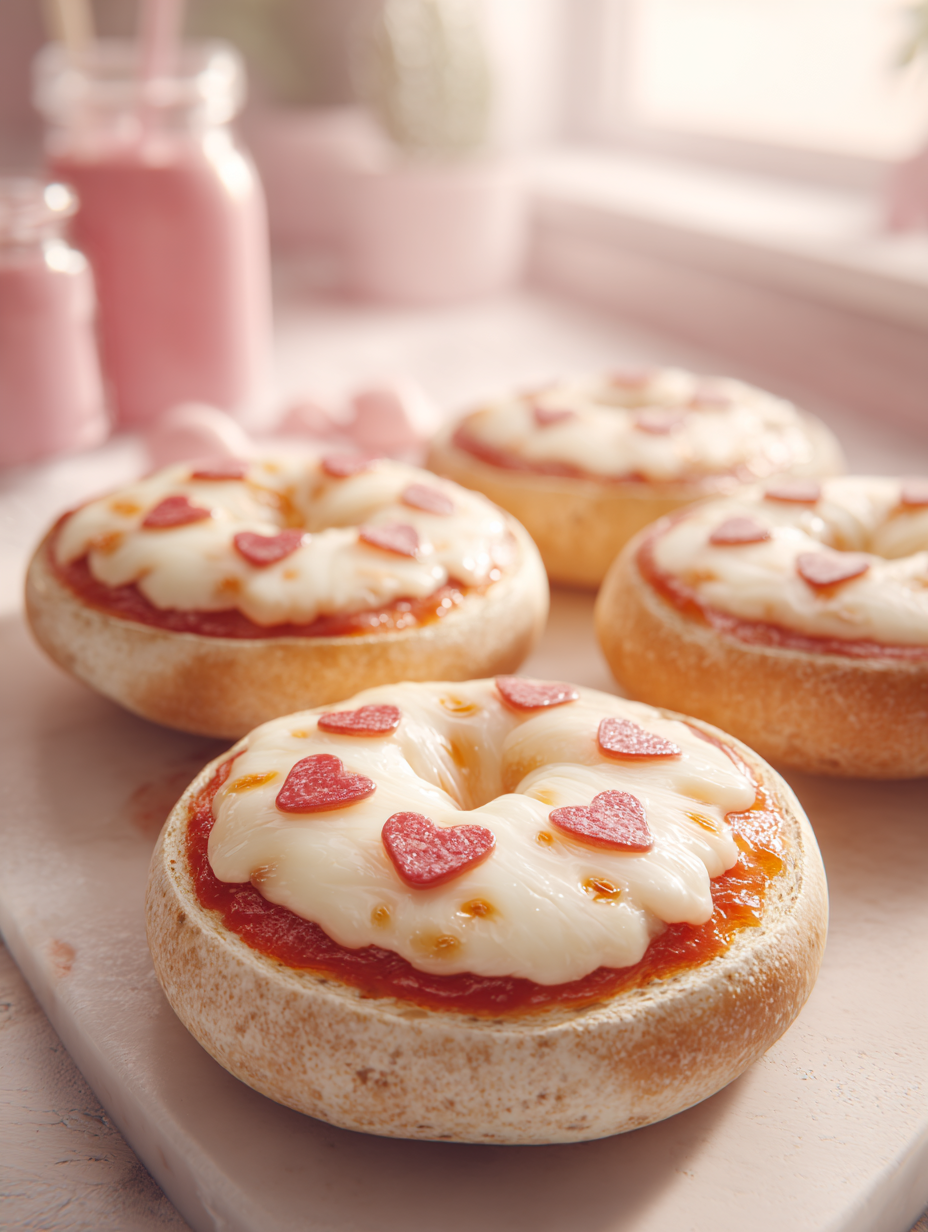 Golden Baked Pizza Bagels with Melty Mozzarella