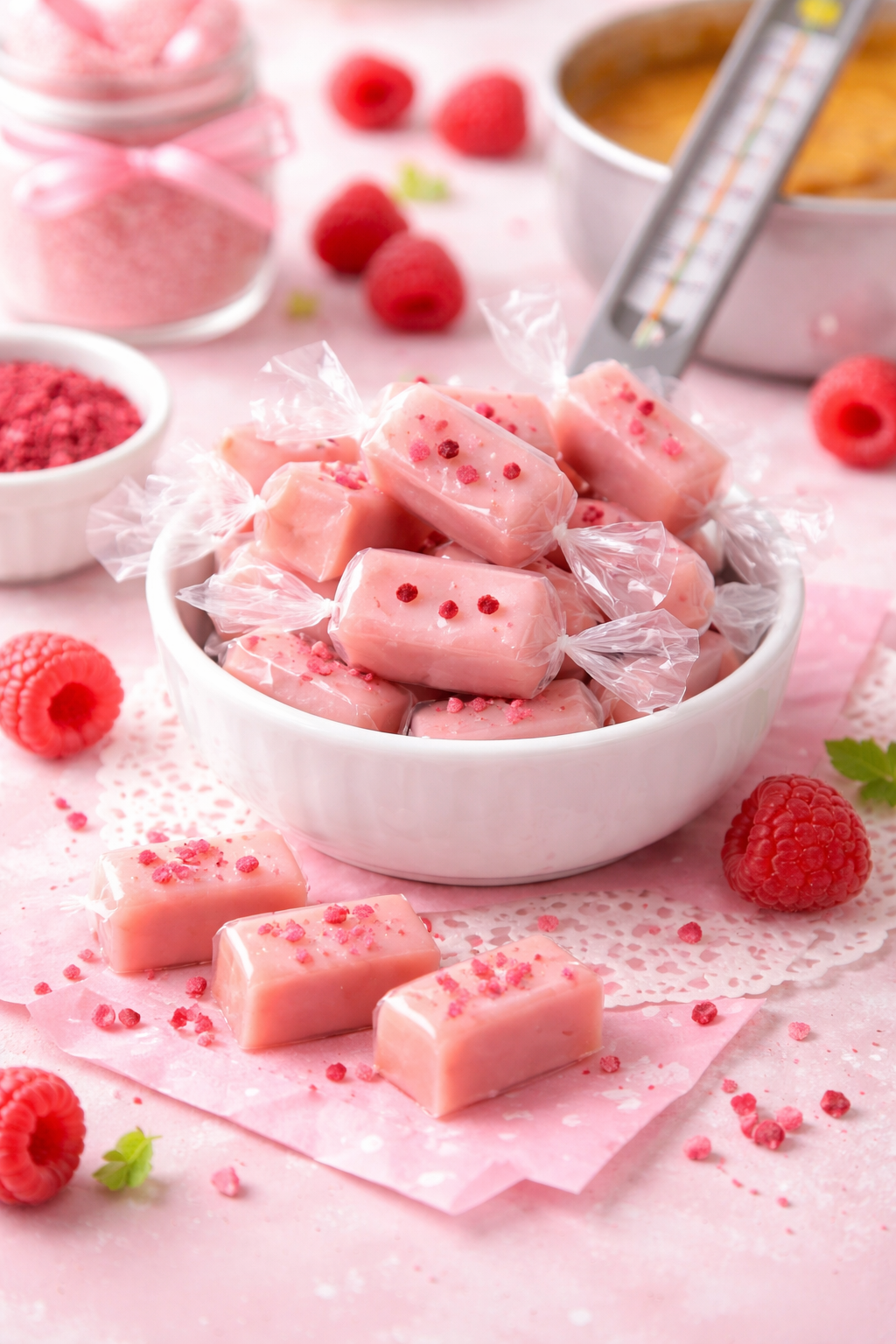 Pretty-in-Pink Raspberry Caramels