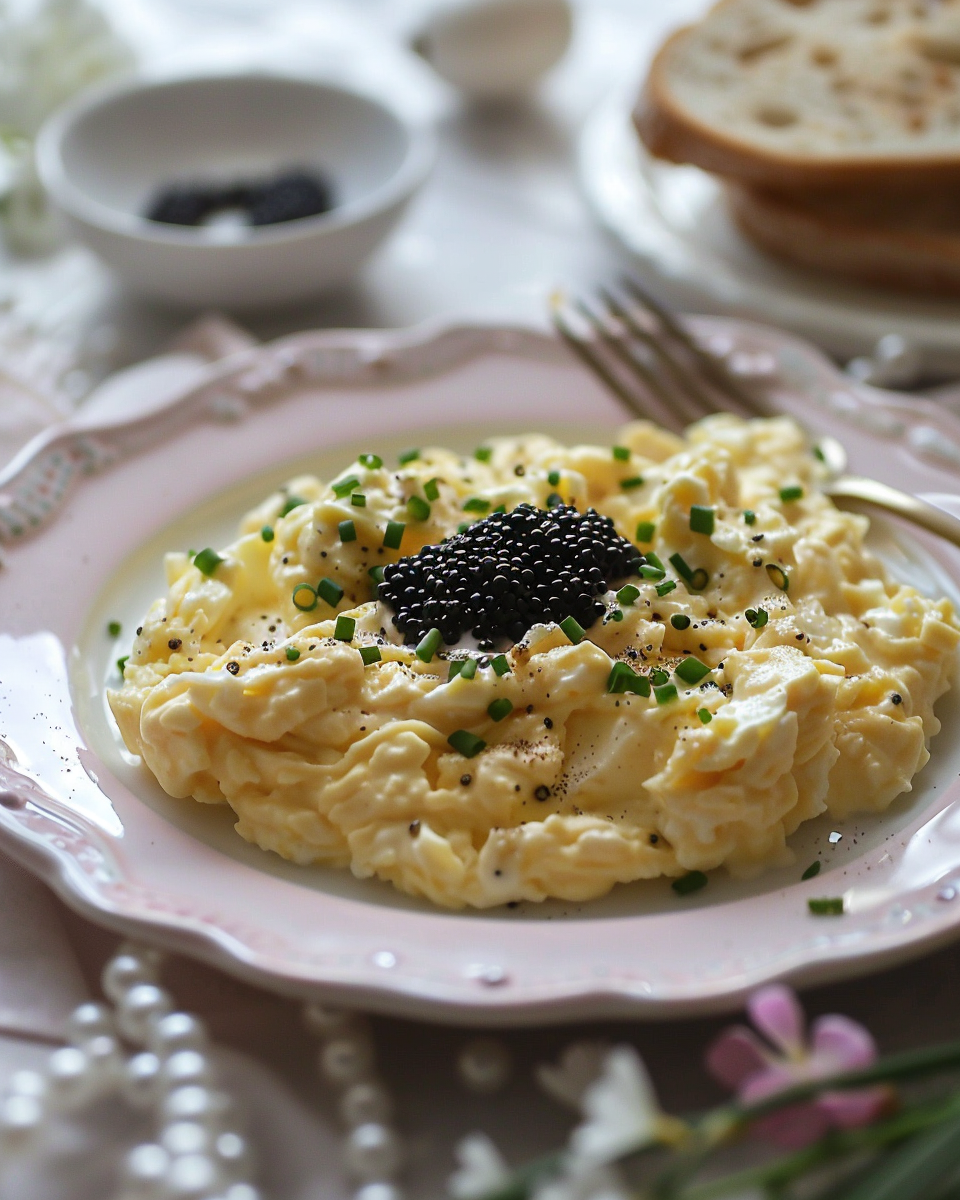 Scrambled Eggs with Caviar & Chives
