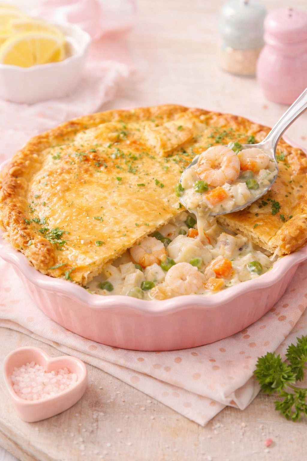Golden Creamy Seafood Pot Pie with Flaky Crust