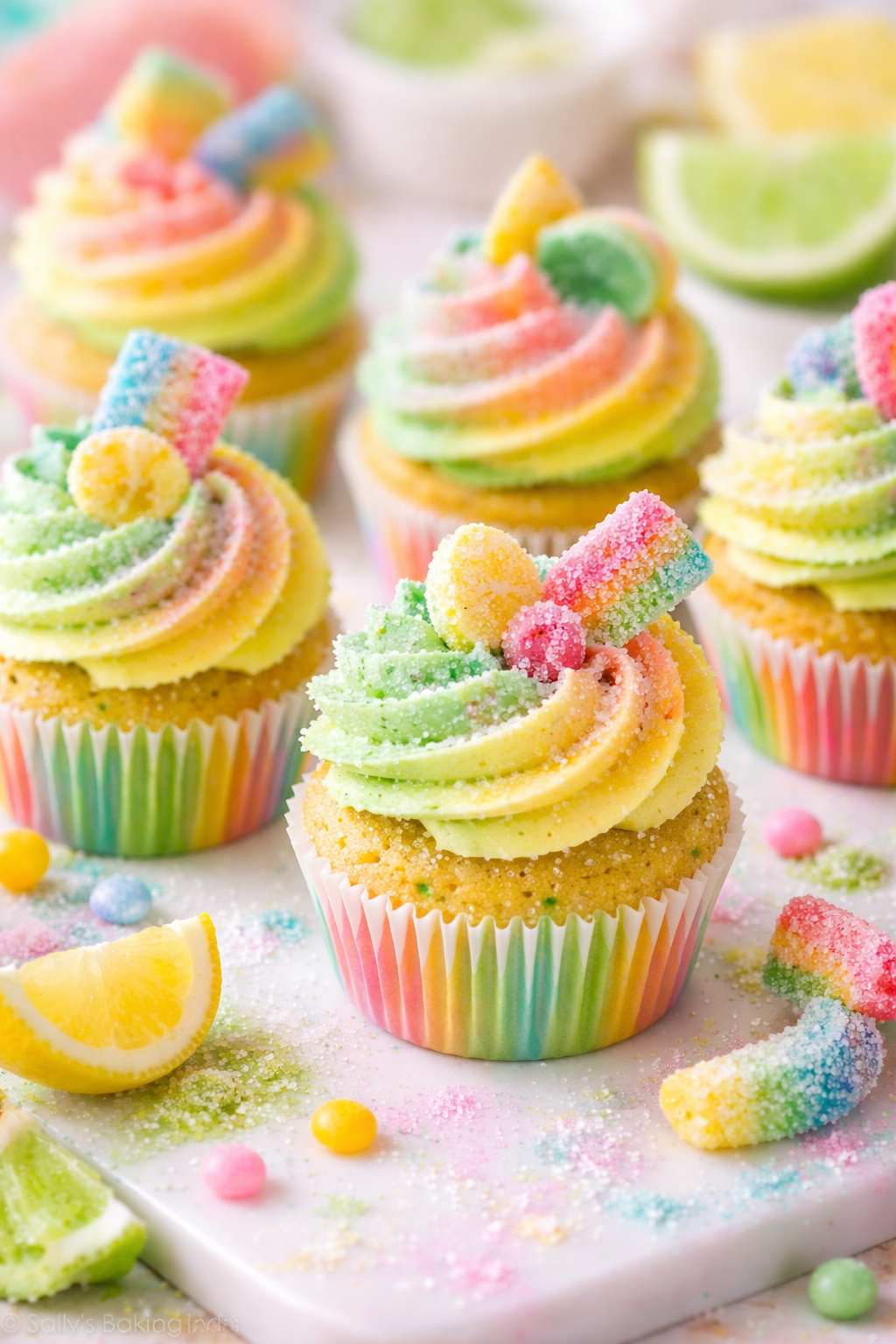 🍭 Pucker-Up Lemon Lime Sour Candy Cupcakes