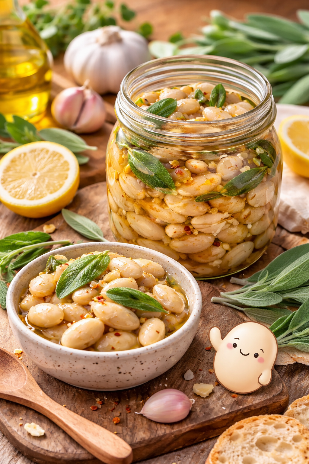 Tuscan Garlic & Sage Butter Beans in Olive Oil