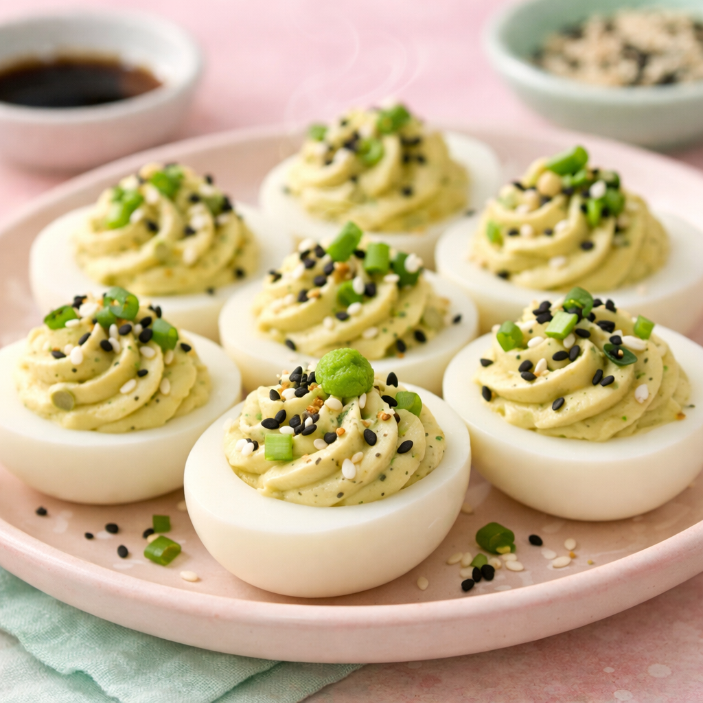 Creamy Wasabi Soy Deviled Eggs with a Savory Japanese Twist
