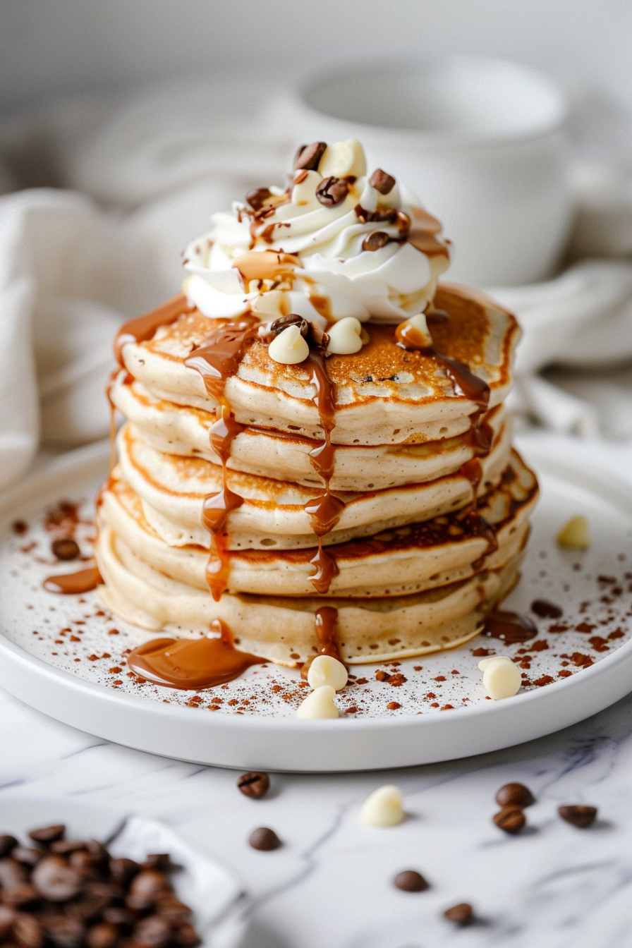 🤍☕ White Chocolate Mocha Pancakes (Café-Style Brunch Treat)
