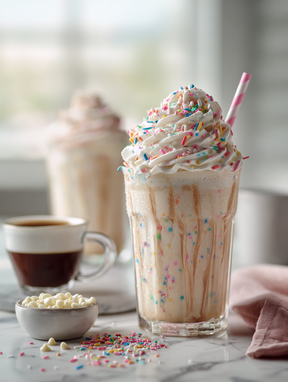 Birthday Cake Espresso Frappuccino (Easy Starbucks-Style Copycat)