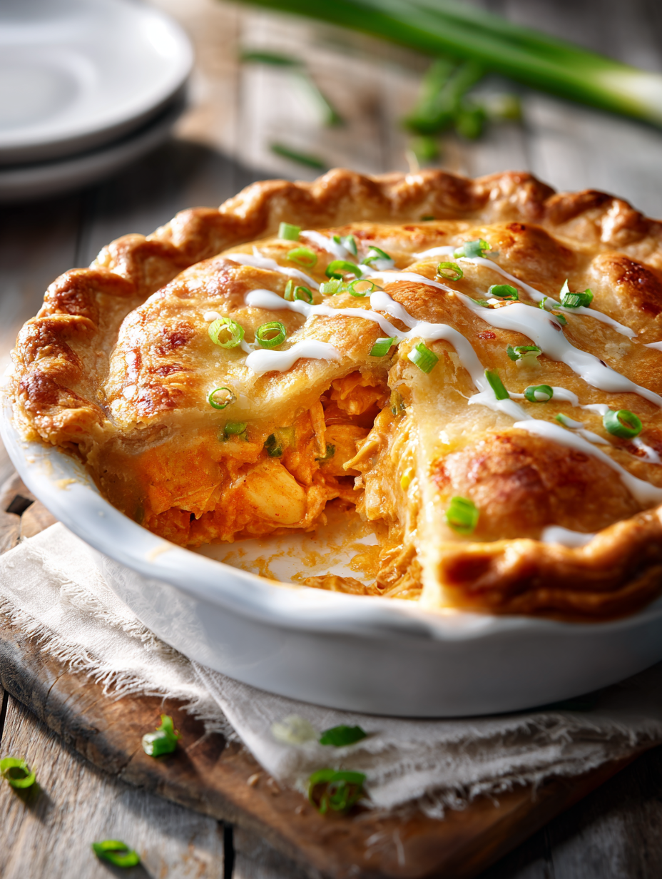 Easy Buffalo Chicken Pot Pie Recipe with Creamy Spicy Filling