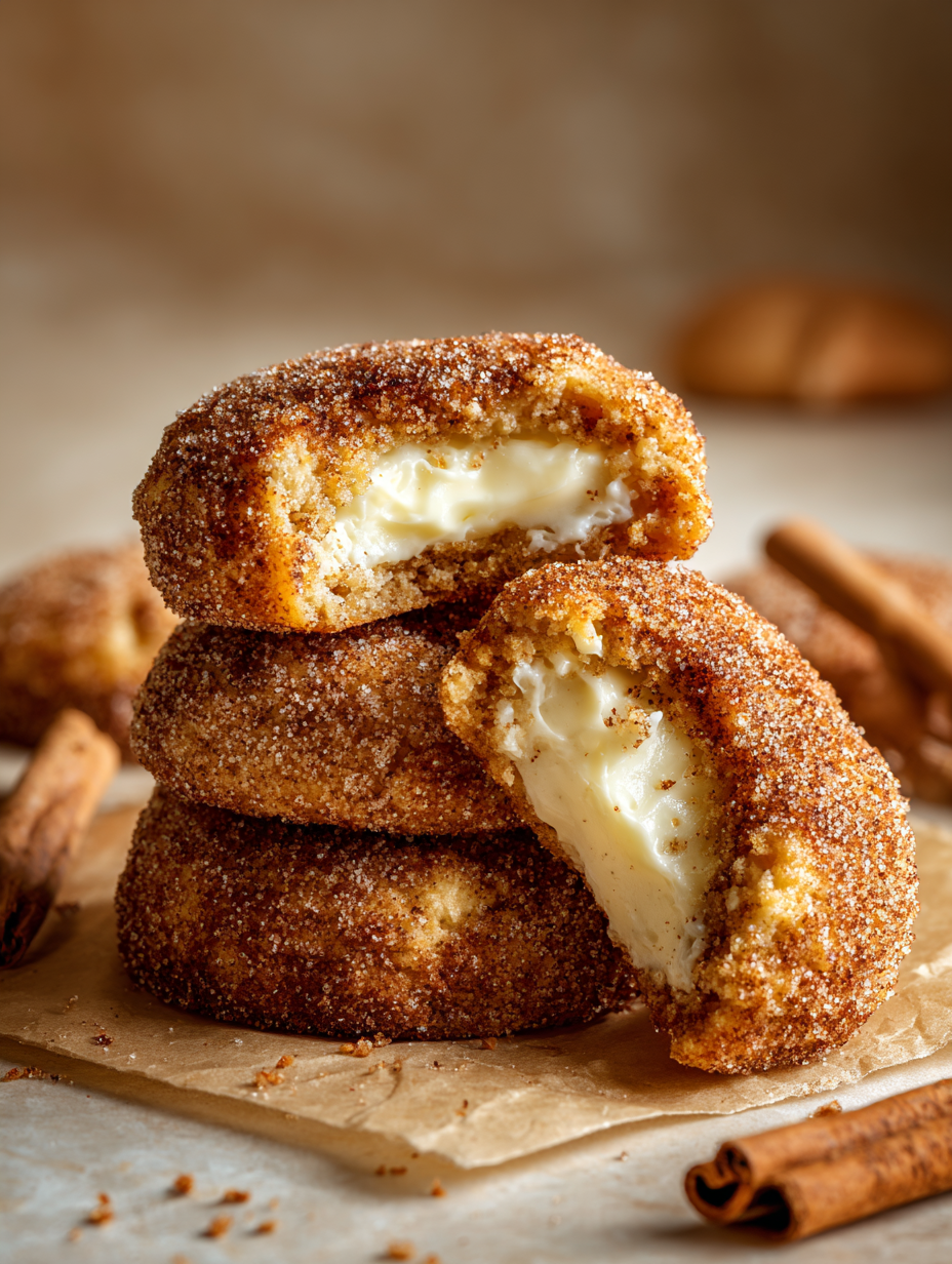 Bakery-Style Churro Cheesecake Cookies (Cinnamon Sugar Stuffed Cookie Recipe)