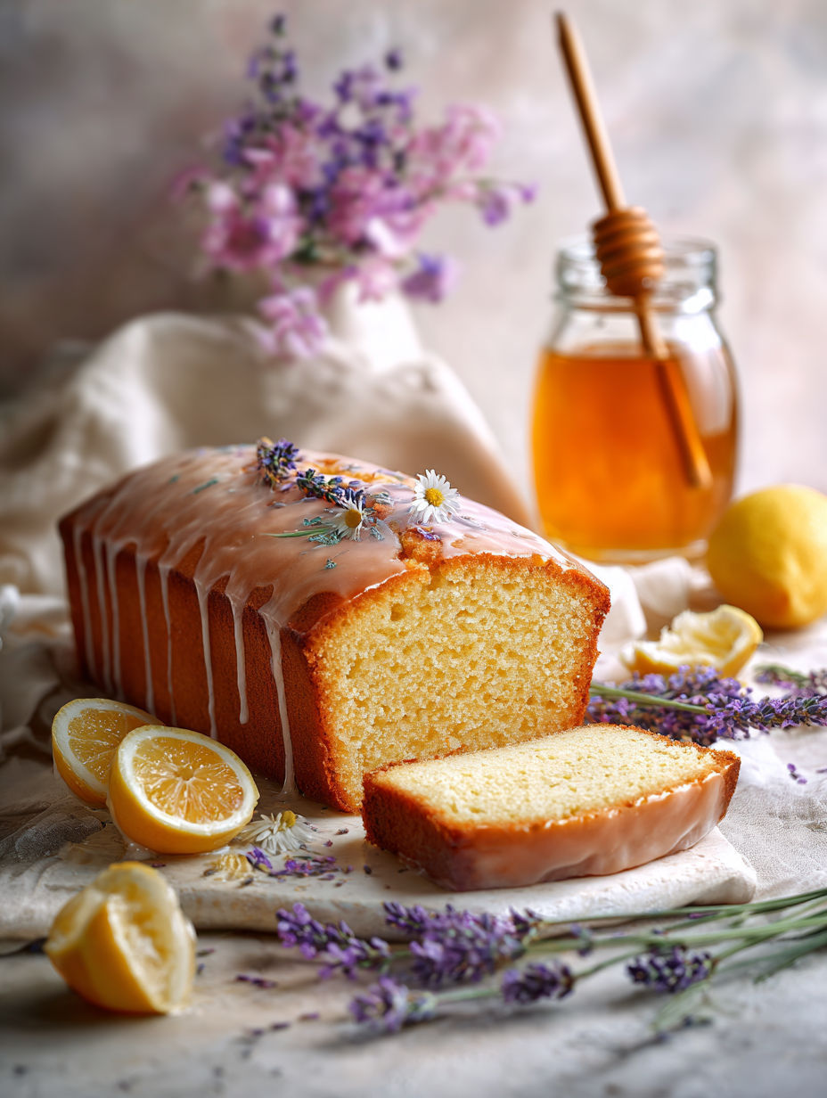 Honey Lavender Pound Cake with Honey Glaze