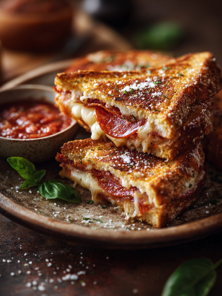 Easy Pizza Grilled Cheese Recipe – Crispy Mozzarella Pepperoni Sandwich