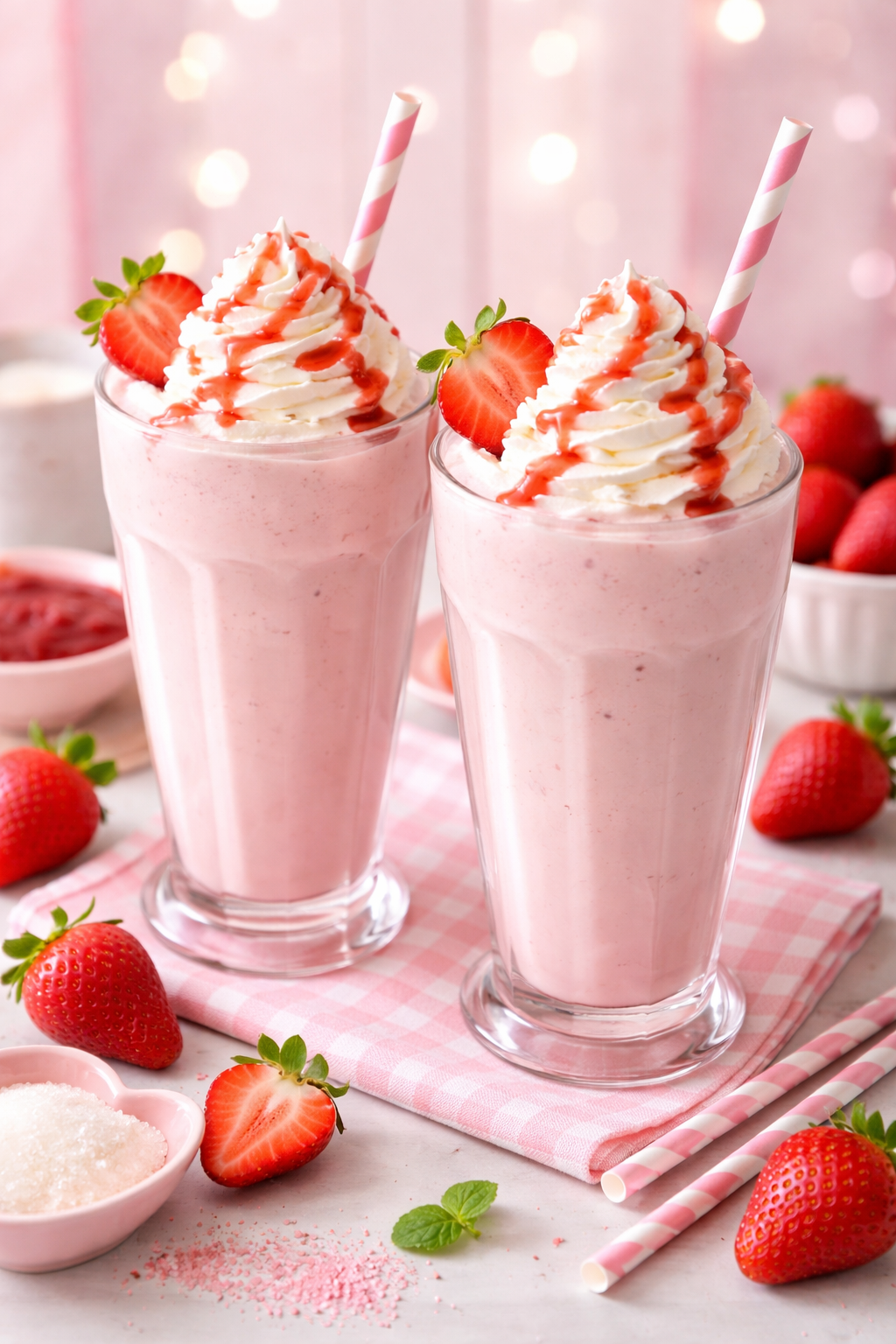 Classic Strawberry Cream Milkshake (Thick & Creamy)
