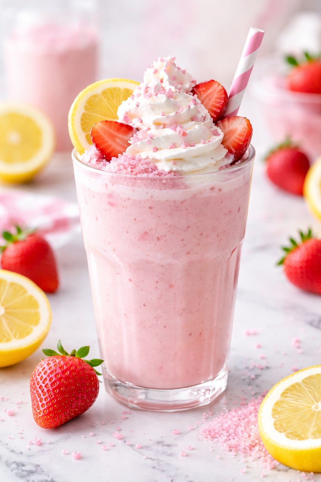 Strawberry Whipped Lemonade (Creamy Pink Summer Drink)