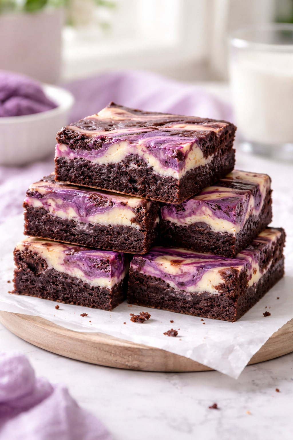 Marbled Ube Cheesecake Brownies