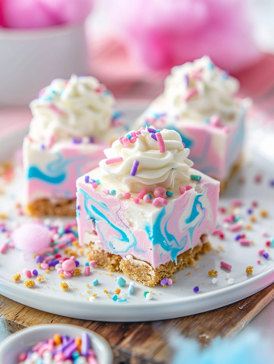 Easy Cotton Candy Cheesecake Bars (Colorful Pastel Dessert Recipe)