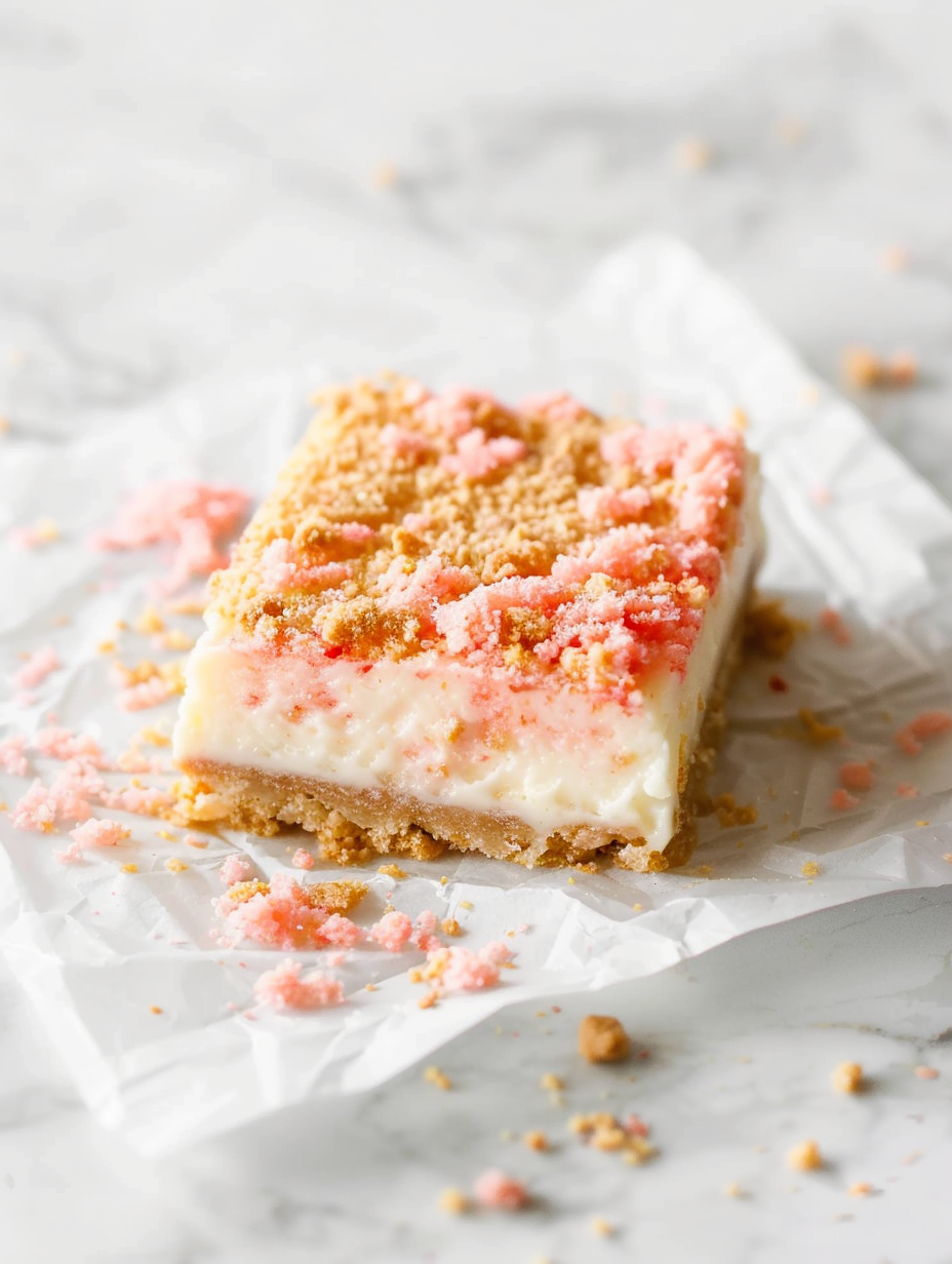 Strawberry Crunch Cheesecake Bars (Easy Strawberry Shortcake Bars Recipe)