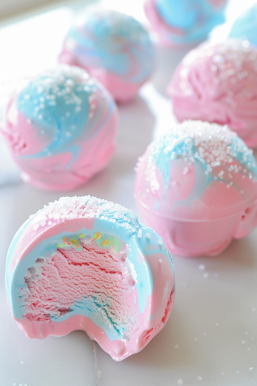 🍬 Cotton Candy Ice Cream Bon Bons (Easy No-Bake Frozen Dessert)