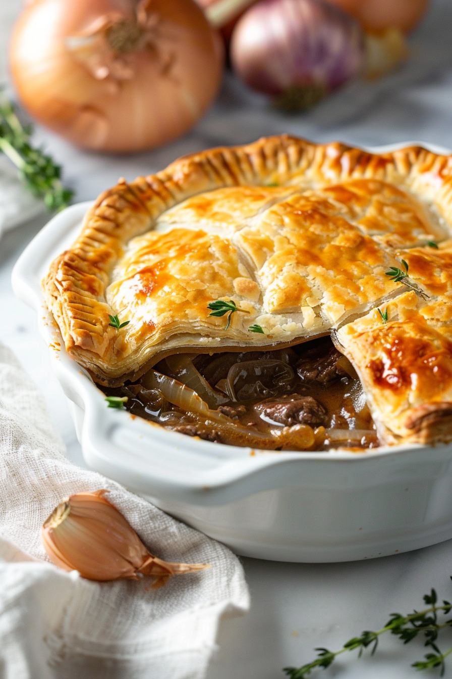 🥧 French Onion Beef Pot Pie (With Gruyère & Flaky Puff Pastry)