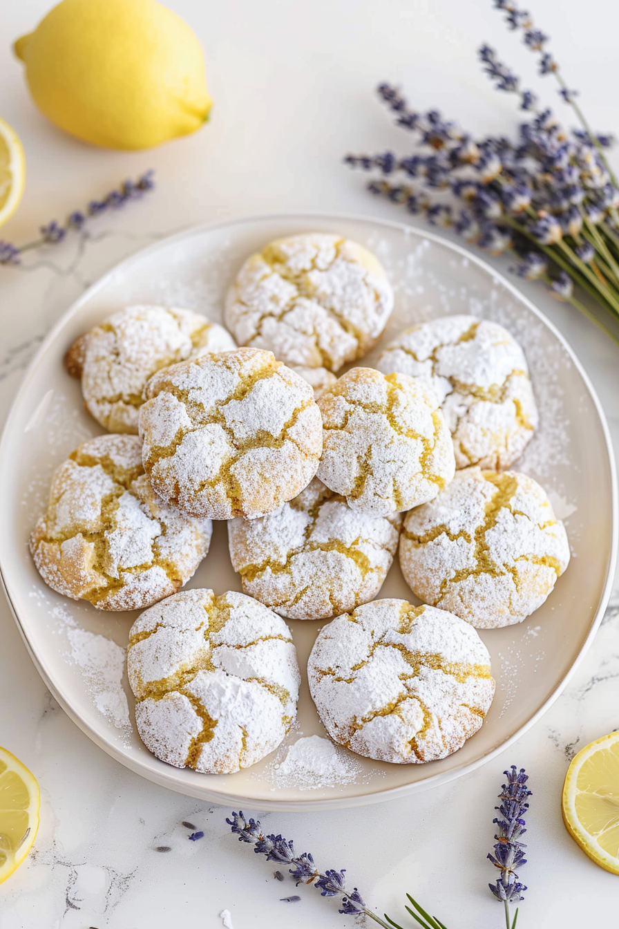 🍋💜 Lavender Lemon Crinkle Cookies (Soft, Chewy, Bakery-Style)