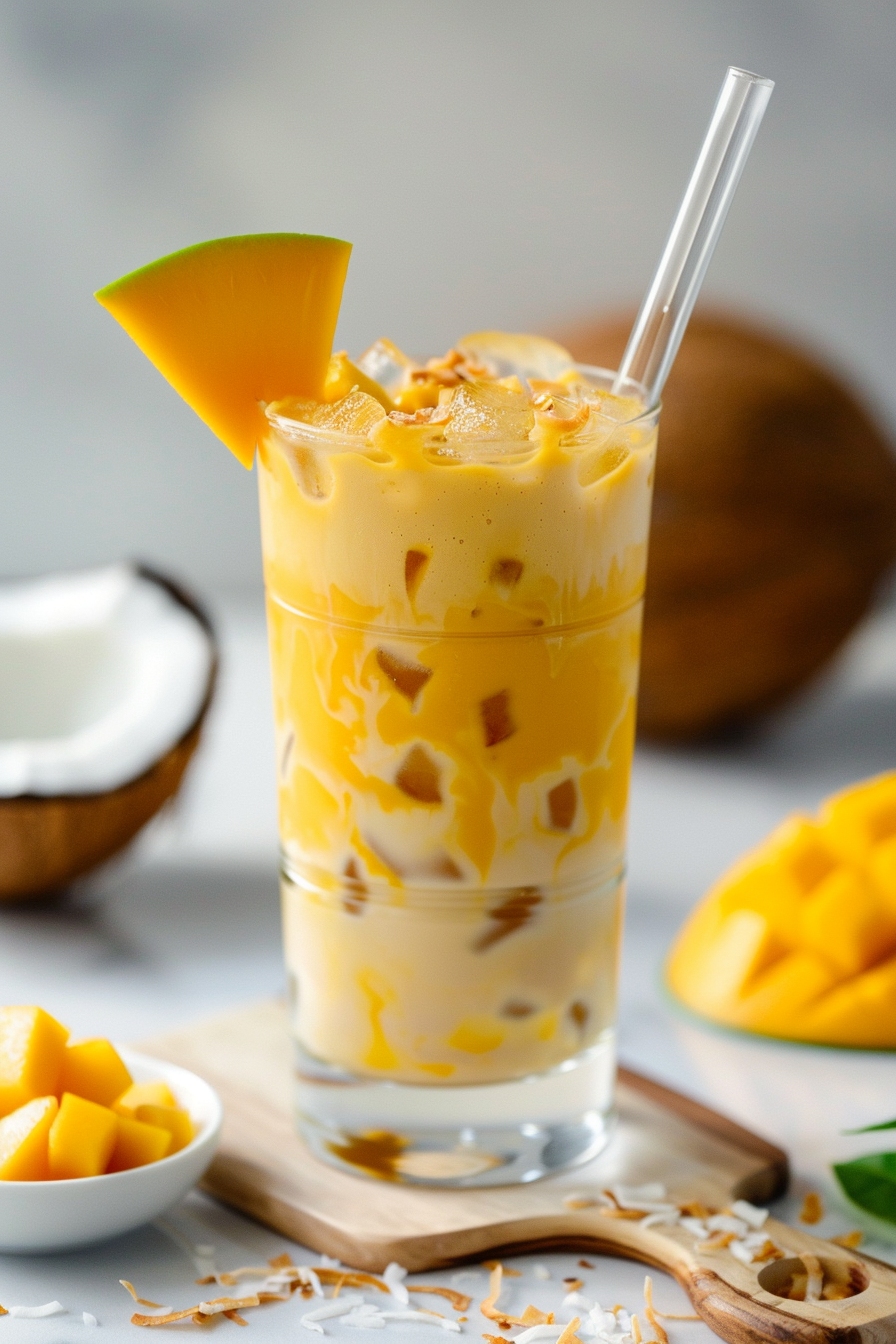 Mango Coconut Latte (Creamy Tropical Coffee with Carton Coconut Milk)