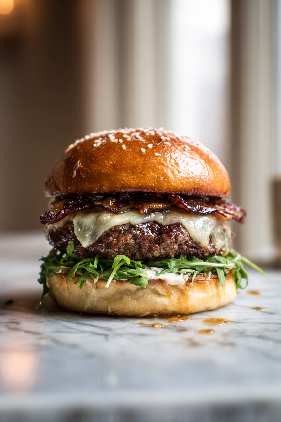 Maple Bacon Smoked Gouda Burger (Sweet & Smoky Gourmet Cheeseburger)