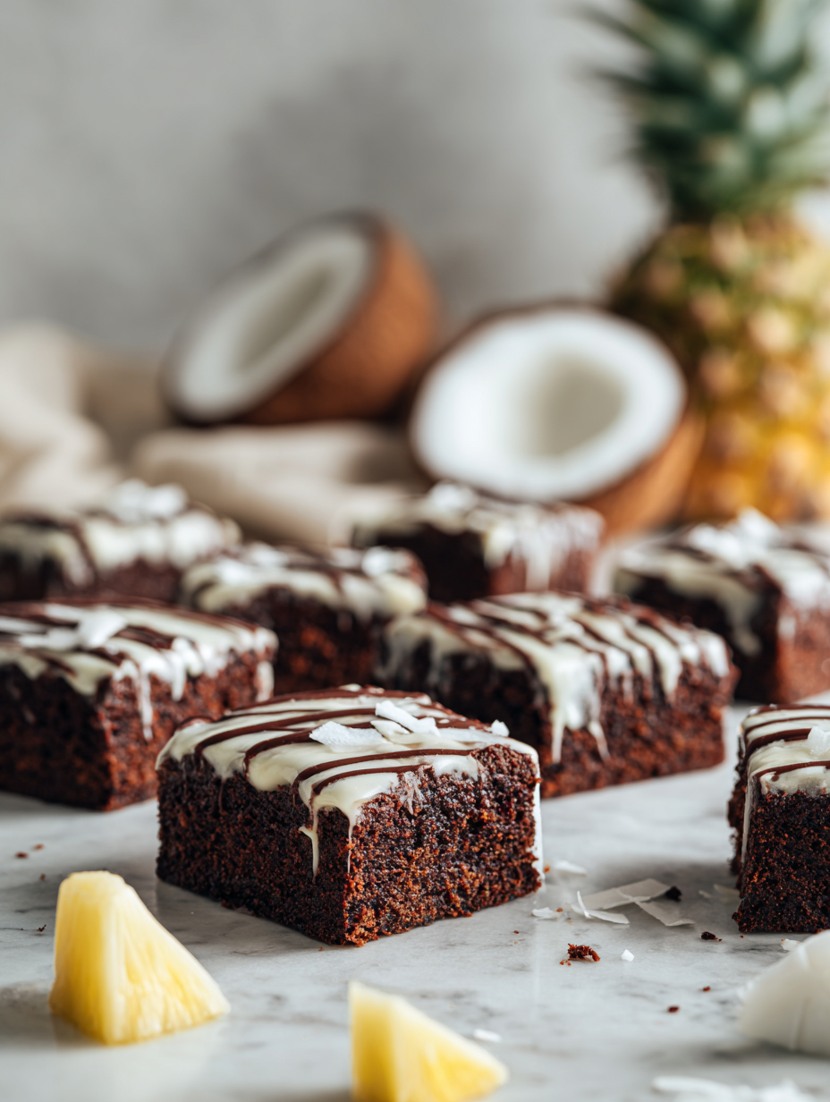🍍🥥 Piña Colada Brownies (Fudgy, Tropical, No Chunks)