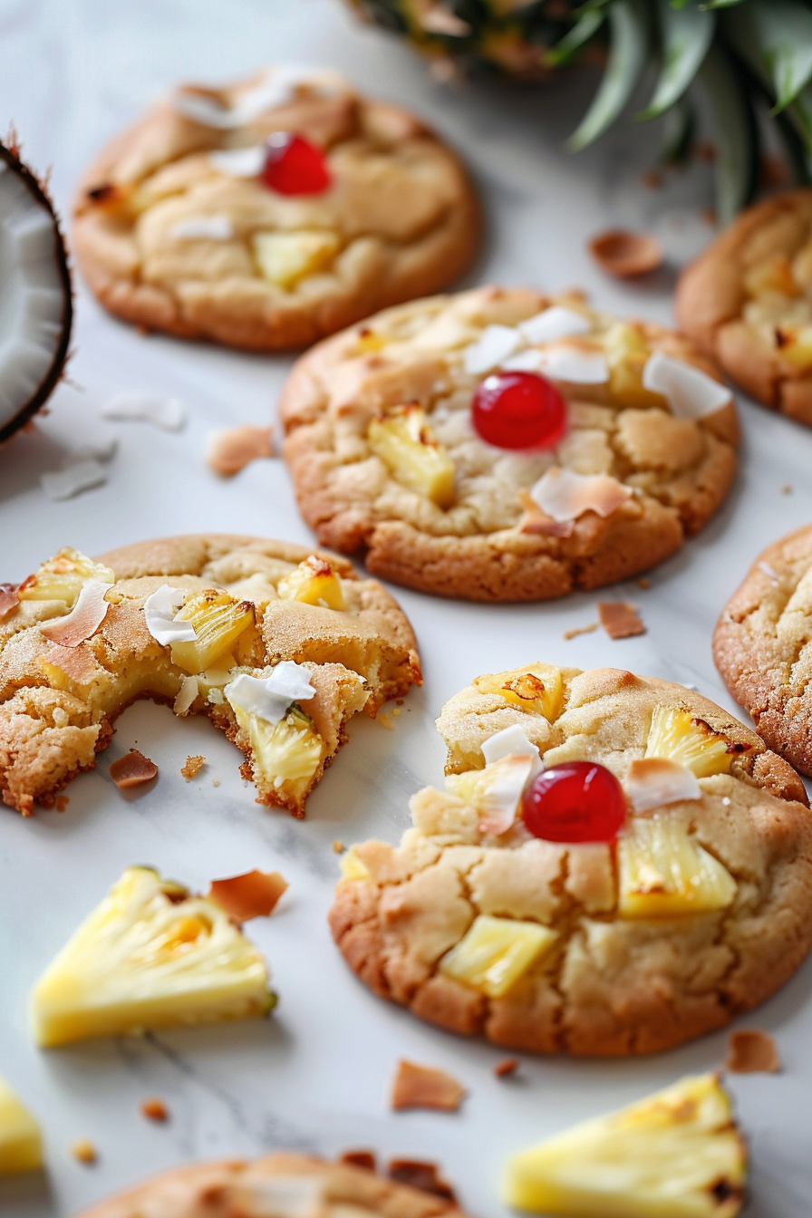 🍍 Piña Colada Cookies with Pineapple, Coconut & White Chocolate