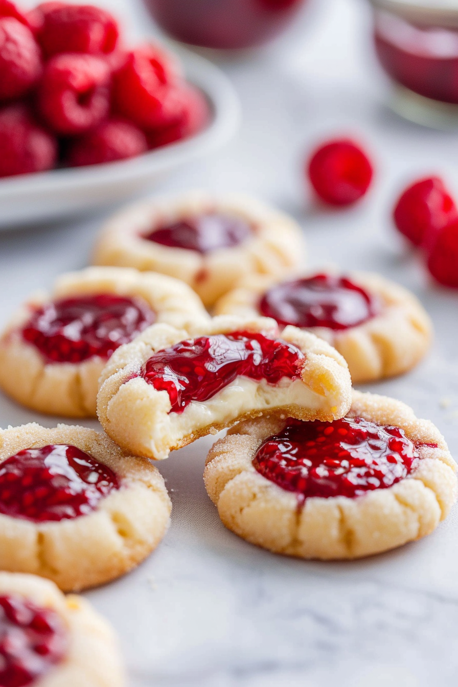 🍓 Raspberry Cheesecake Thumbprint Cookies (Soft, Creamy & Easy Bakery-Style Recipe)