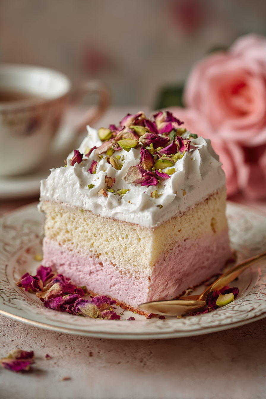 🌹 Rose Milk Tres Leches Cake (Soft, Floral & Ultra Moist)