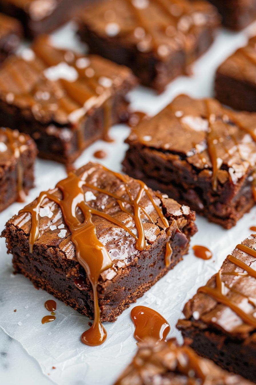 🍫 Salted Caramel Brownies (Ultra Fudgy with Crackly Tops)