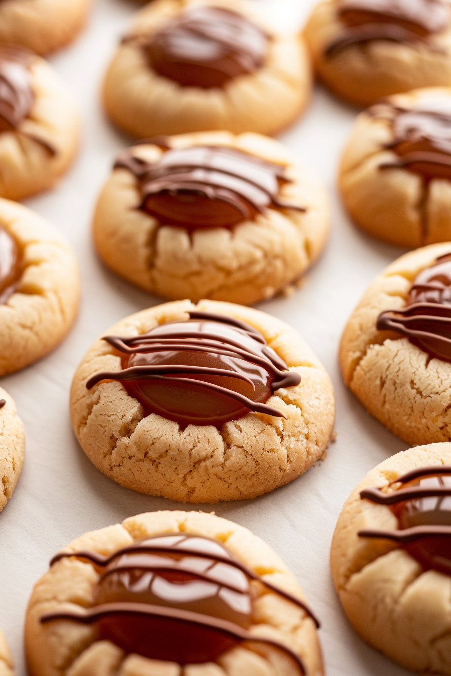 Twix Thumbprint Cookies – Caramel Chocolate Shortbread Cookies (Easy Copycat)