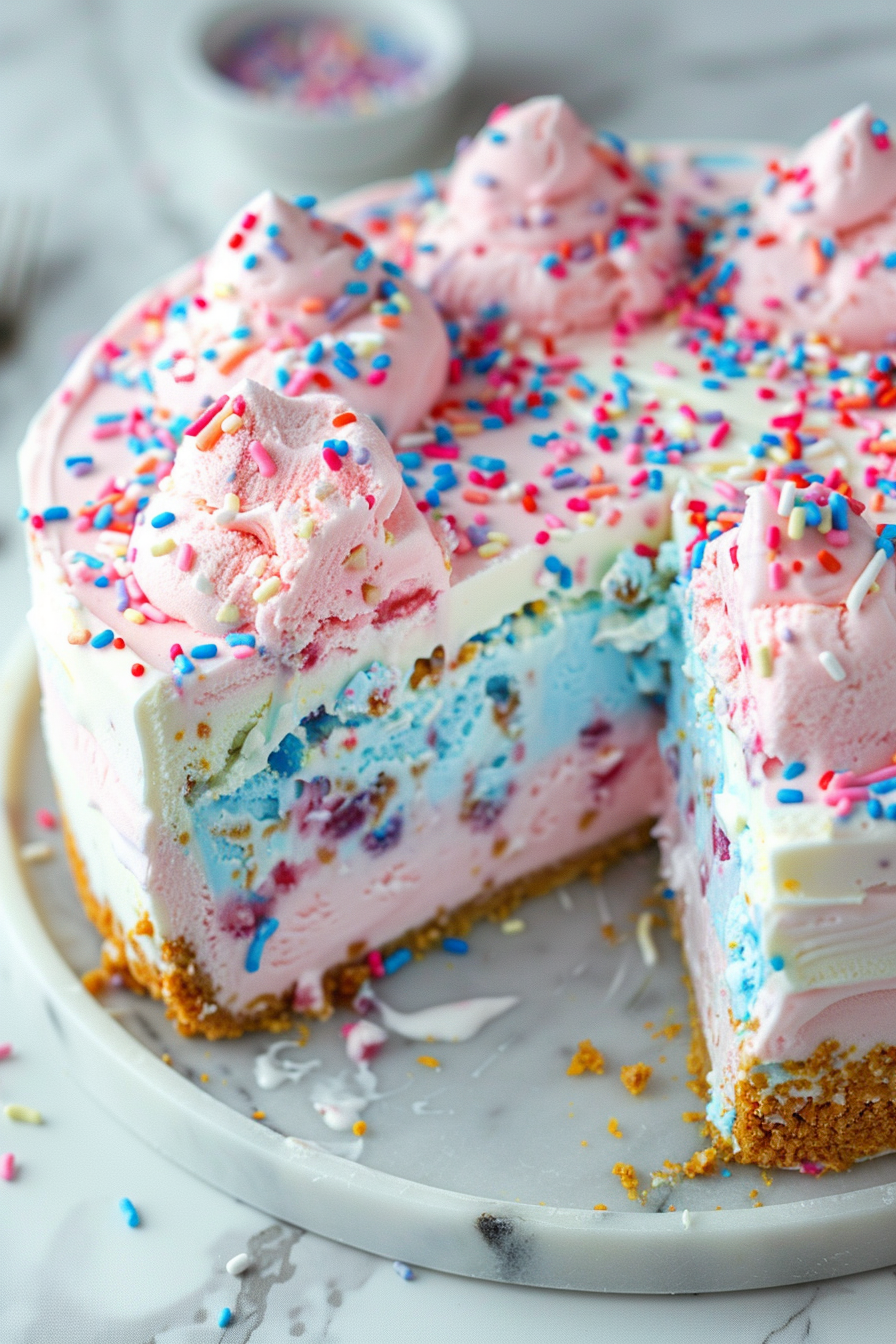 🎂 Cotton Candy Ice Cream Cake (No-Bake, Pastel Birthday Dessert)