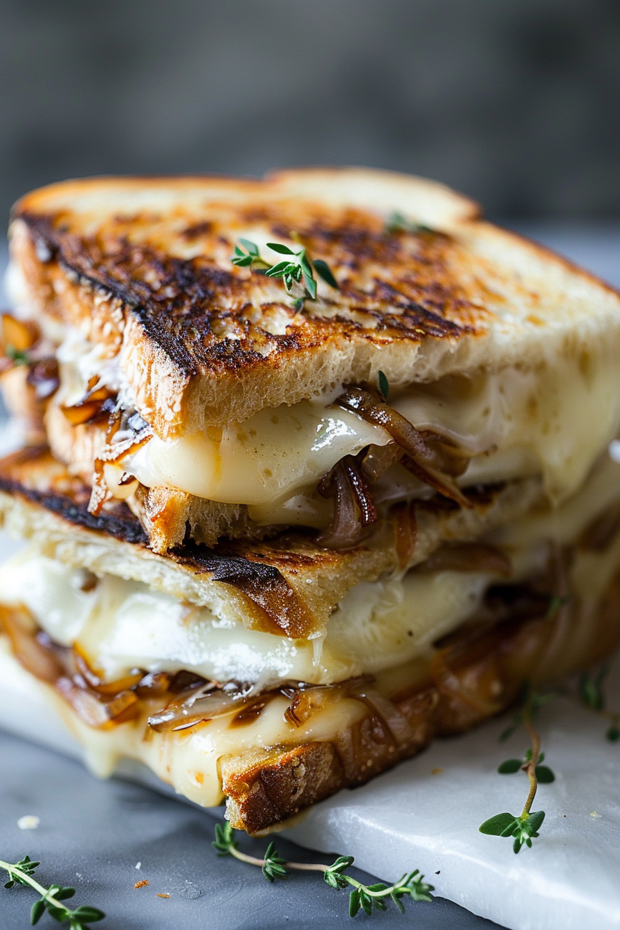 French Onion Grilled Cheese (Crispy, Cheesy & Loaded with Caramelized Onions)