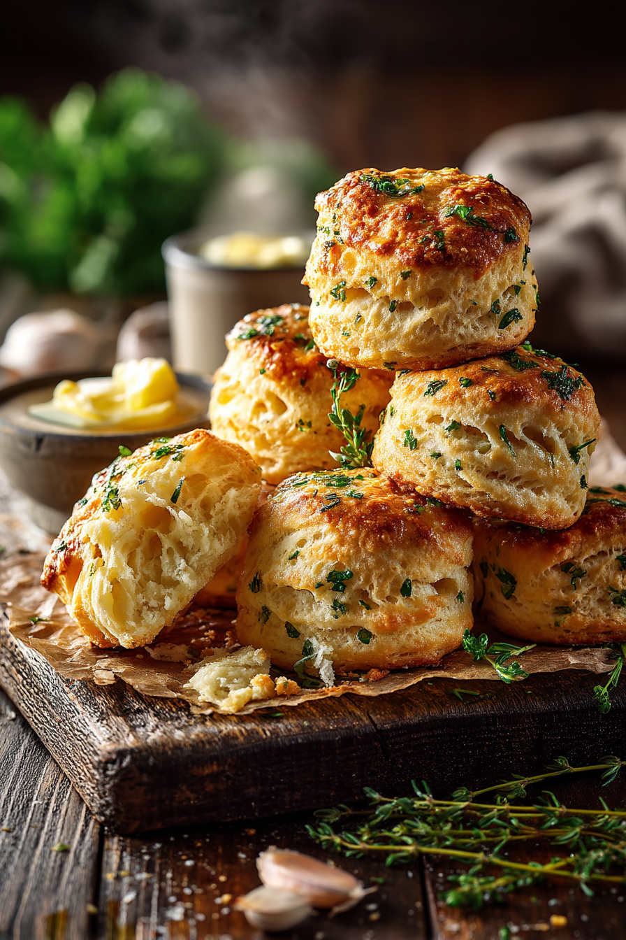 Garlic and Herb Buttermilk Biscuits Recipe (Flaky, Buttery & Easy Homemade Biscuits)